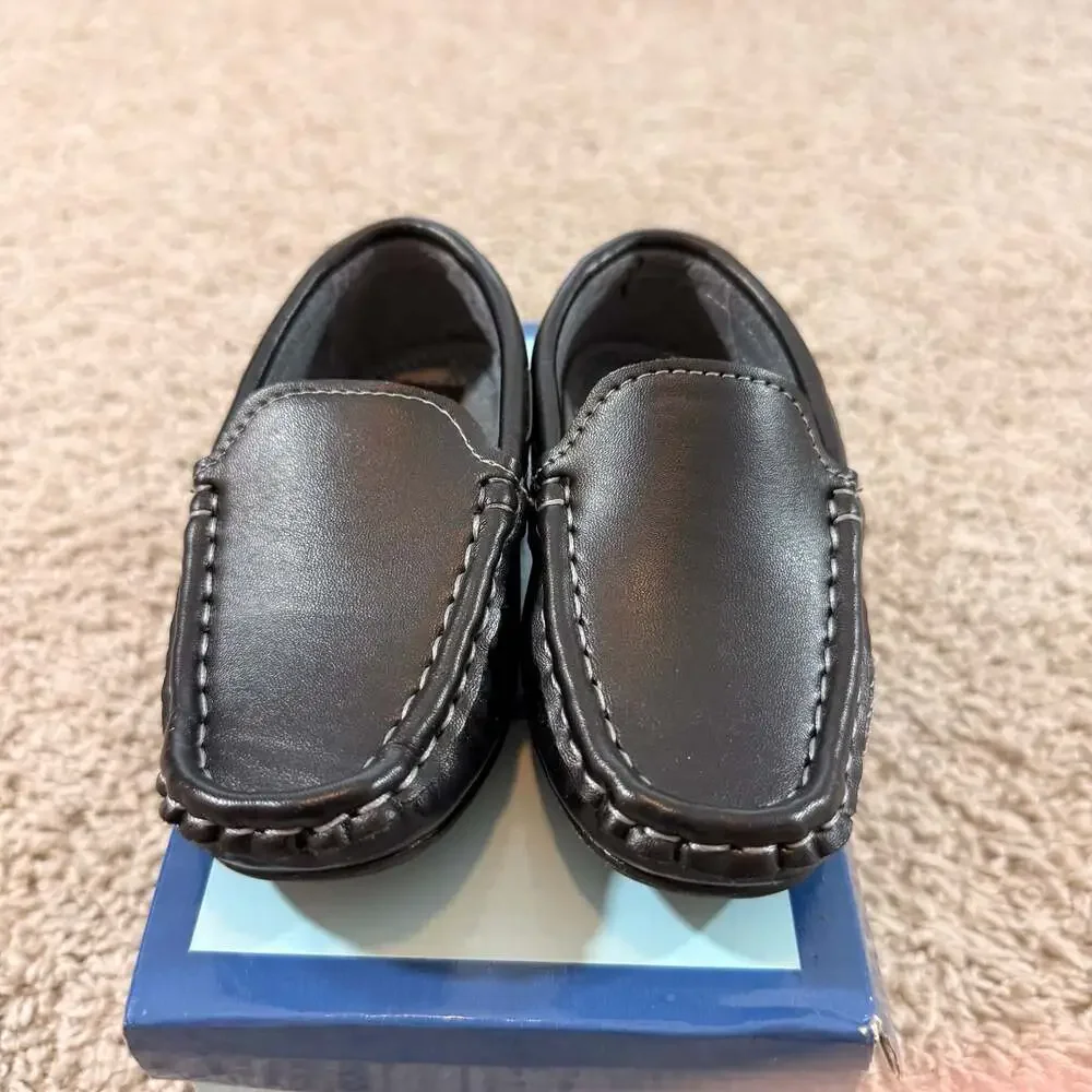Josmo Boys Black Slip‎ On Dress Shoes Loafers Toddler Size 6 Formal EUC